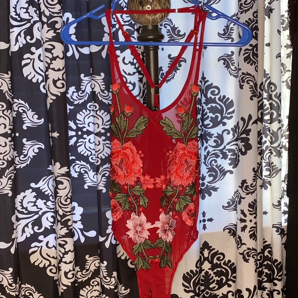 Mesh floral bodysuit